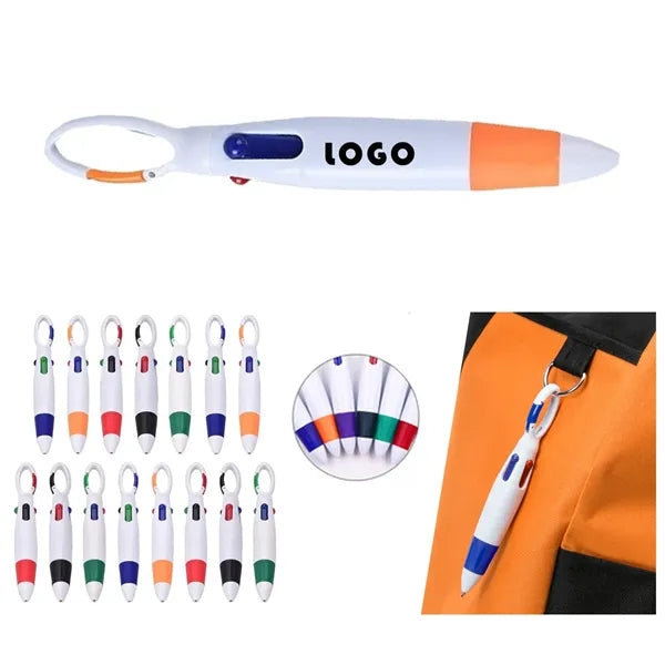 Anti-Lost Push-Button Carabiner Four-Color Pen