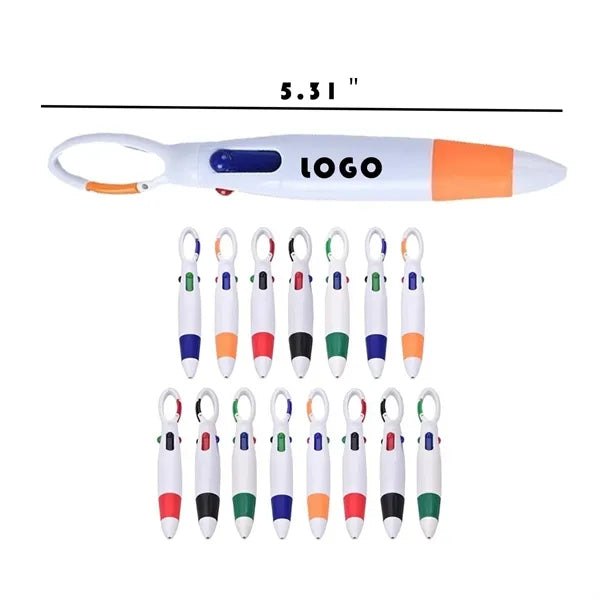 Anti-Lost Push-Button Carabiner Four-Color Pen