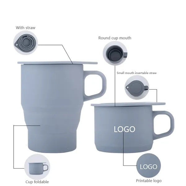 Portable Silicone Foldable Water Bottle Coffee Cup with Hand