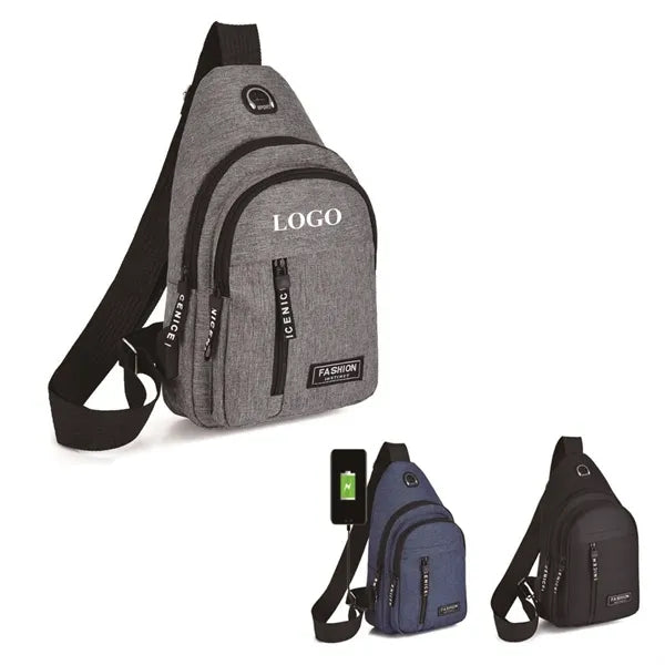 USB Charging Sling Bag Crossbody One Shoulder Backpack