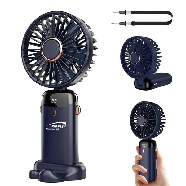 USB Rechargeable With LED Display Portable Handheld Fan