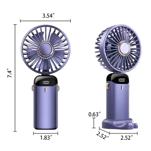 USB Rechargeable With LED Display Portable Handheld Fan