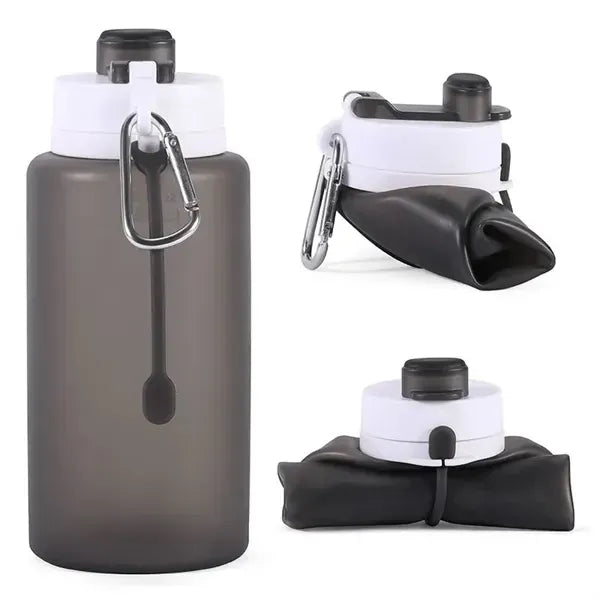 Collapsible Silicone Water Bottle with Spout and Carabiner -