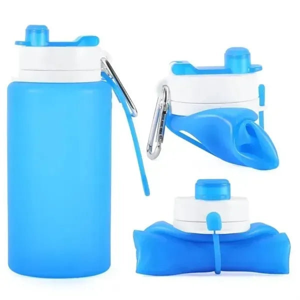 Collapsible Silicone Water Bottle with Spout and Carabiner -