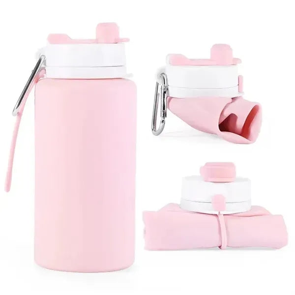 Collapsible Silicone Water Bottle with Spout and Carabiner -