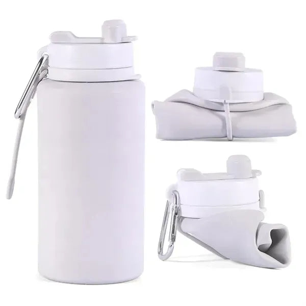 Collapsible Silicone Water Bottle with Spout and Carabiner -