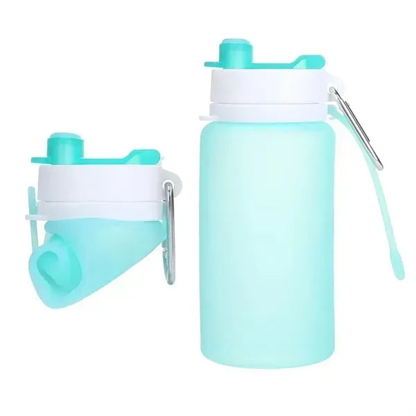 Collapsible Silicone Water Bottle with Spout and Carabiner -