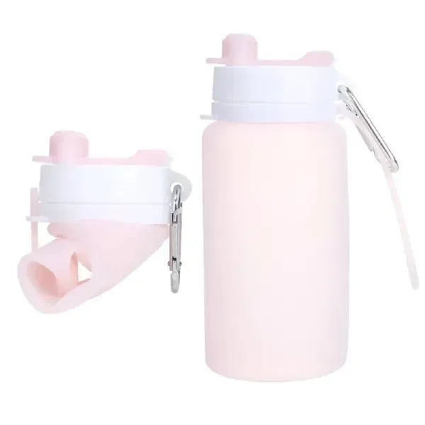 Collapsible Silicone Water Bottle with Spout and Carabiner -