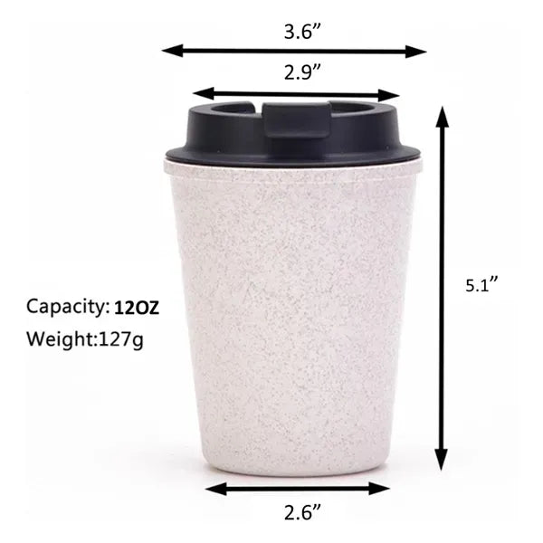 12oz Eco-friendly Wheat Straw Travel Coffee Mug