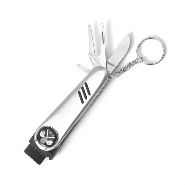 Foldable 6 In 1 Mutifunction Golf Tool W/Key Ring