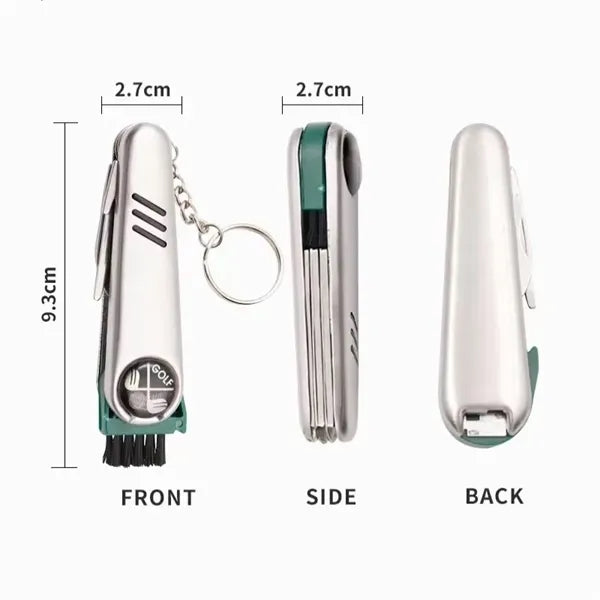 Foldable 6 In 1 Mutifunction Golf Tool W/Key Ring