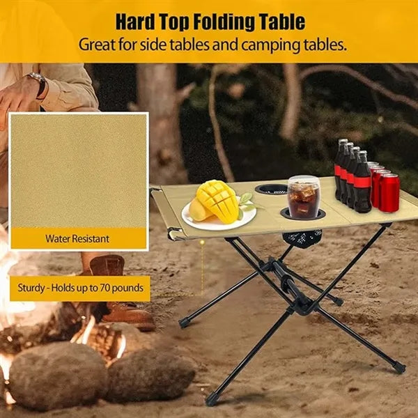 Folding Camping Table with 2 Cup Holders