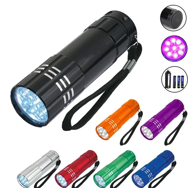 Aluminum 9 LED Flashlight W/Strap