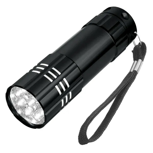Aluminum 9 LED Flashlight W/Strap