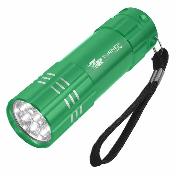 Aluminum 9 LED Flashlight W/Strap