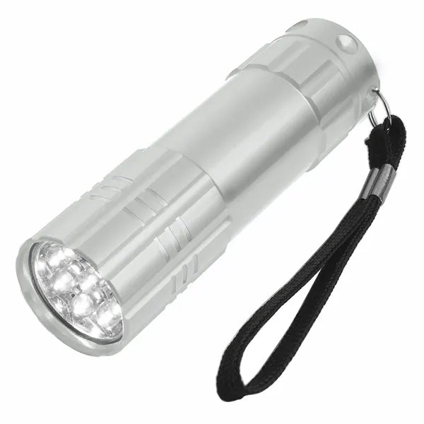Aluminum 9 LED Flashlight W/Strap