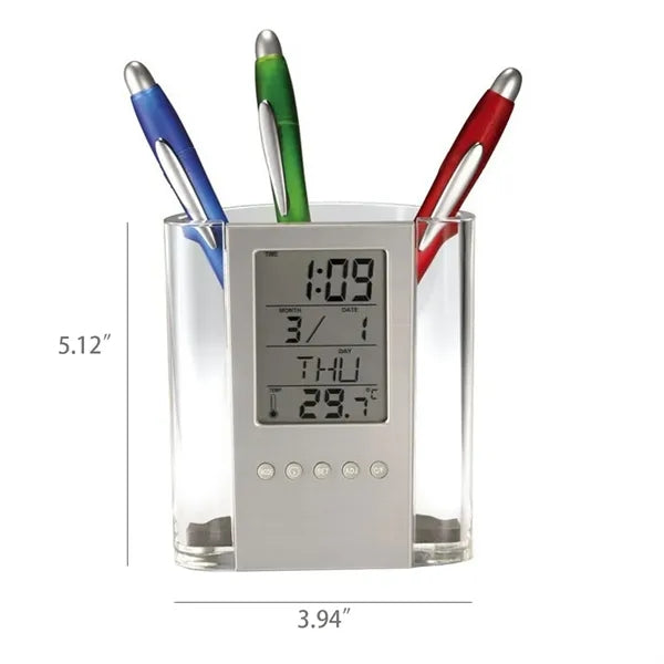 Electronic Calendar Pen Holder Office Clear Organizer