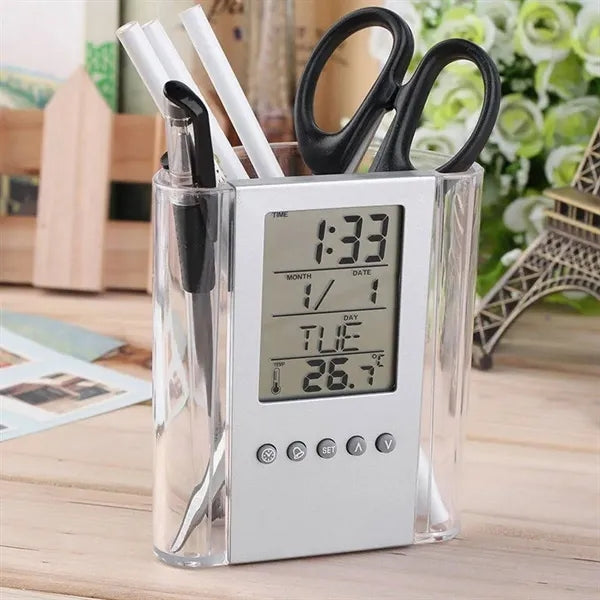 Electronic Calendar Pen Holder Office Clear Organizer