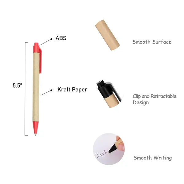 Eco Friendly ABS Kraft Paper Click Action Ballpoint Pen