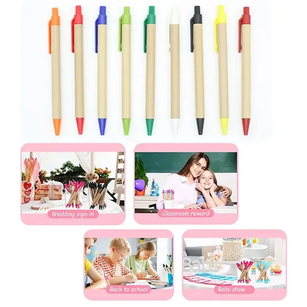 Eco Friendly ABS Kraft Paper Click Action Ballpoint Pen