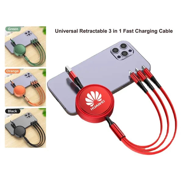 Fast Charging Multiple 3 in 1 Retractable USB Cable