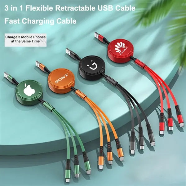 Free Shipping 3 in1 Fast Charging USB Cable