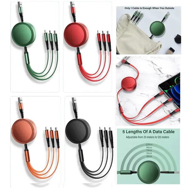 Retractable 3 in 1 USB Cable with Logo Custom
