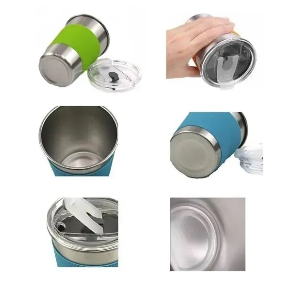 12oz Stainless Steel Cup Heat-Insulated Spill-Proof Le