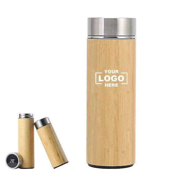 17oz Stainless Steel Bamboo Insulated Bottle