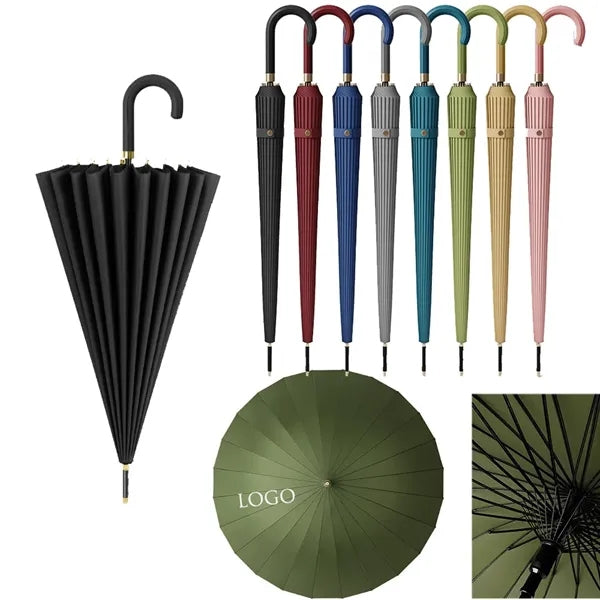 24 Ribs Bone Large Business Golf Umbrella With Pu Handle