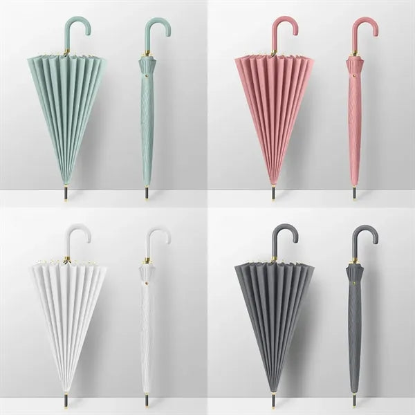 24 Ribs Bone Large Business Golf Umbrella With Pu Handle