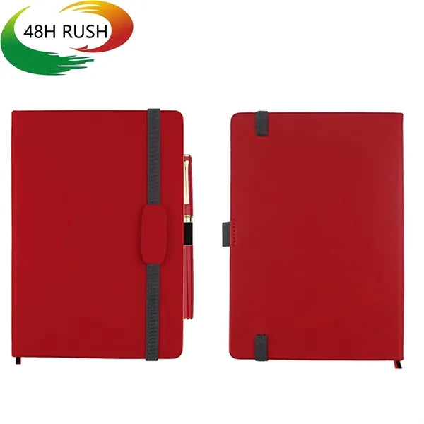 Business PU Soft Leather A5 Notepad w/ Strap and Pen Set
