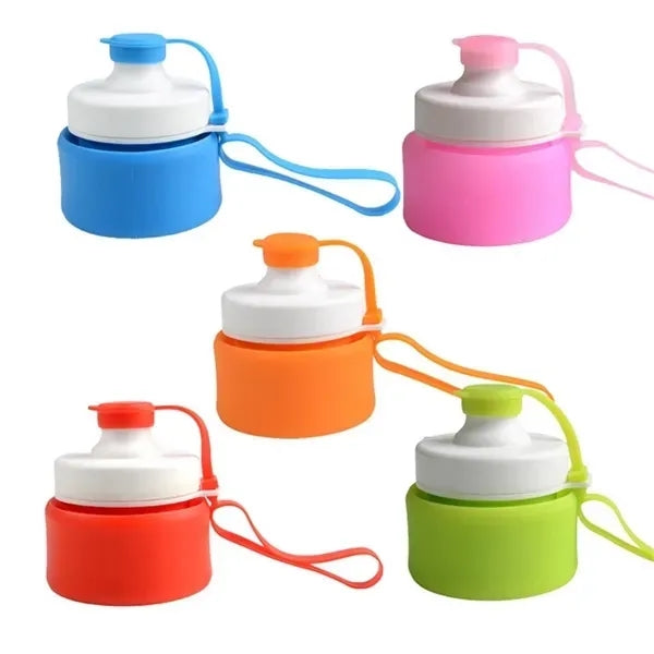 17.5oz Silicone Foldable Sports Water Bottle