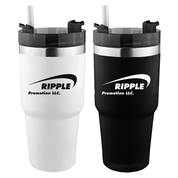 20oz. Stainless Steel Double Wall Coffee Mug with Straw