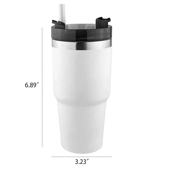 20oz. Stainless Steel Double Wall Coffee Mug with Straw