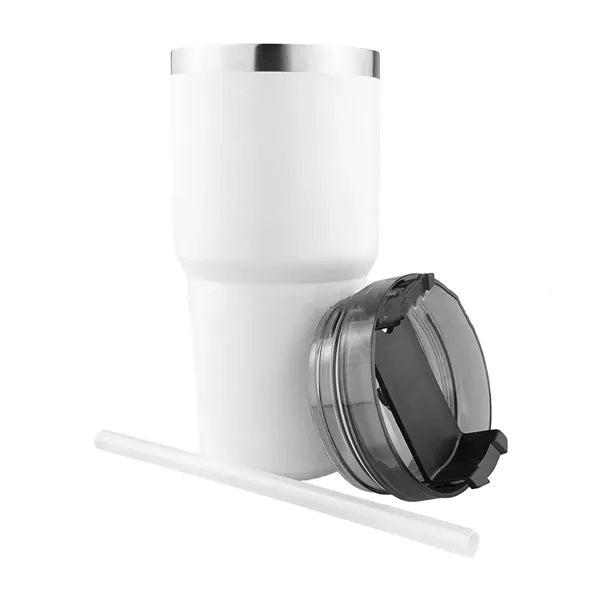 20oz. Stainless Steel Double Wall Coffee Mug with Straw