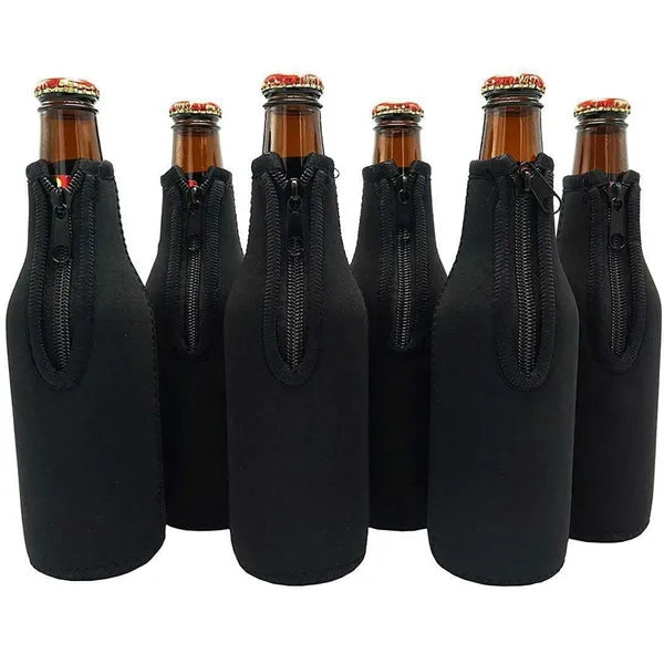 Neoprene Zippered Beer Bottle Sleeve 12 Oz