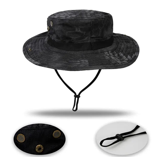 Summer Camo Outdoor Fishing Sun Hat with Adjustable Strap