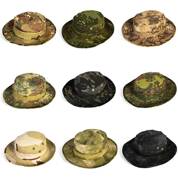 Summer Camo Outdoor Fishing Sun Hat with Adjustable Strap