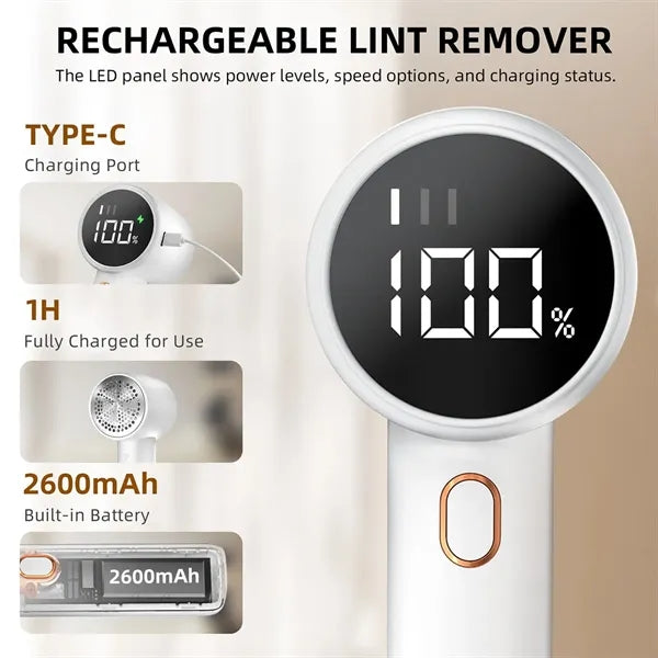 Rechargeable Fabric Shaver 6-blade 3-speed with LED Display