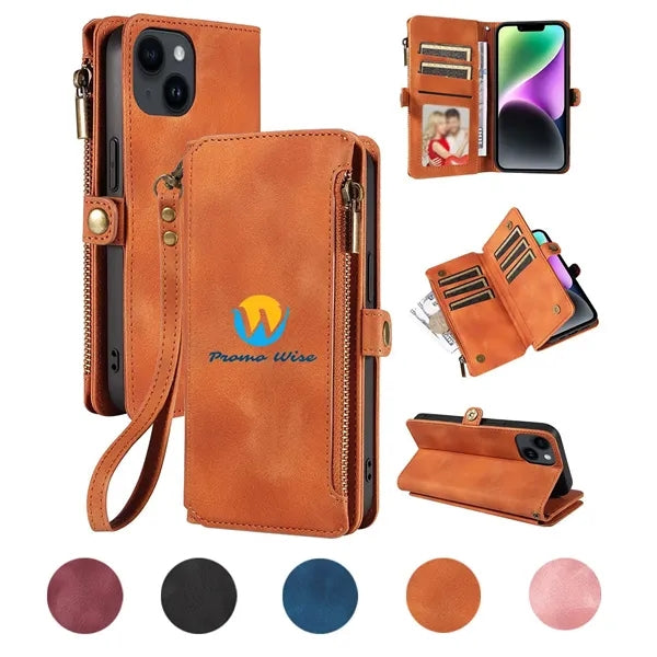 3 in 1 Leather Zipper Wallet Phone Case Card Pocket