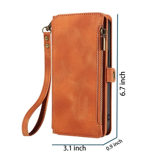 3 in 1 Leather Zipper Wallet Phone Case Card Pocket