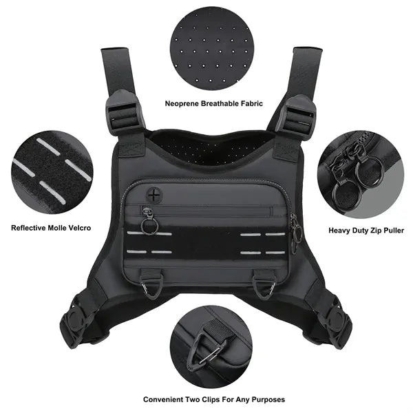 Front Water Resistant Sport Chest Bag with Adjustable Straps