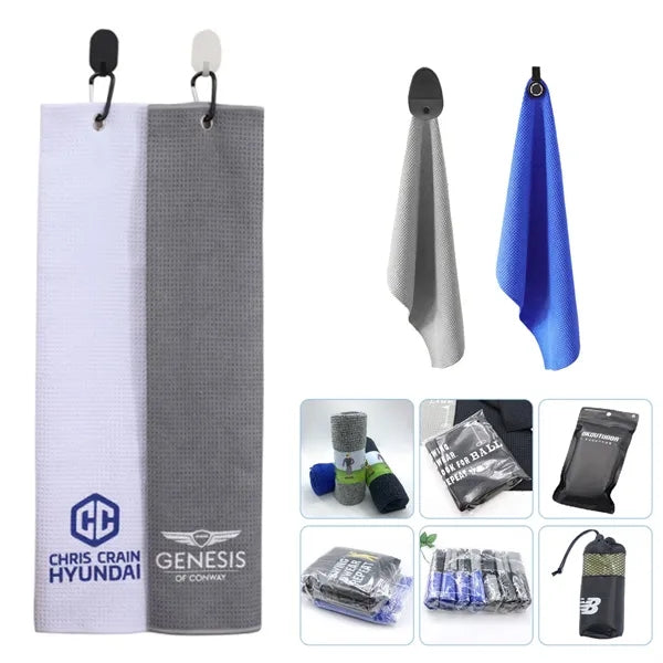 Tri-Fold 16 X 23 In Microfiber Fabric Golf Towels