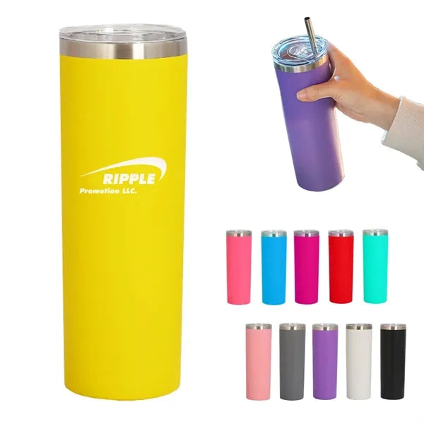 20oz. Stainless Steel Insulated Skinny Tumbler With Straws