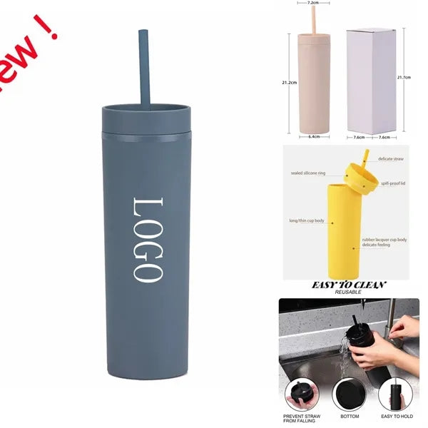 16oz Candy Color Frosted Sports Straw Cup