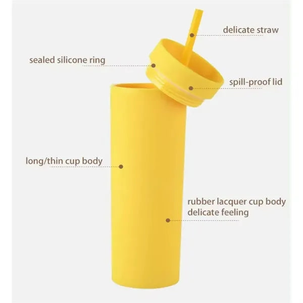 16oz Candy Color Frosted Sports Straw Cup