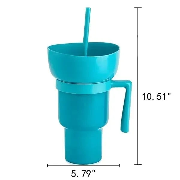 Snack Bowl Drink Cup 2-in-1 Dual Purpose Container with Lid