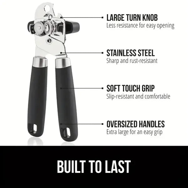 Stainless Steel Smooth Edge Can Opener w/ Soft Touch Handle
