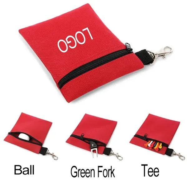 Zippered Golf Ball Pouch w/ Carabiner